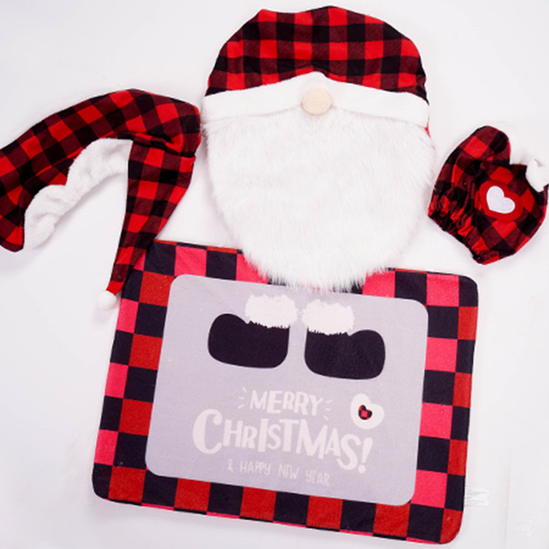 クロスボーダー热い贩売クリスマス便器カバーフェイスレス人形4点セットサンタクローストイレ装饰クリスマス用品|undefined