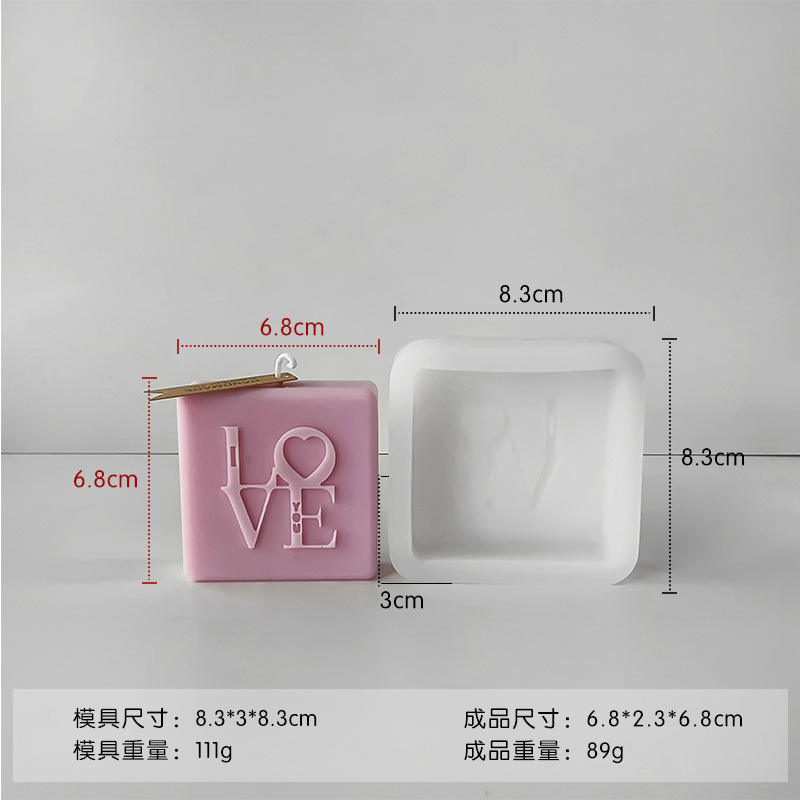 Día de San Valentín LOVE Vela Molde de silicona Diy amor en forma de corazón Molde de pastel de chocolate Molde de vela de aromaterapia