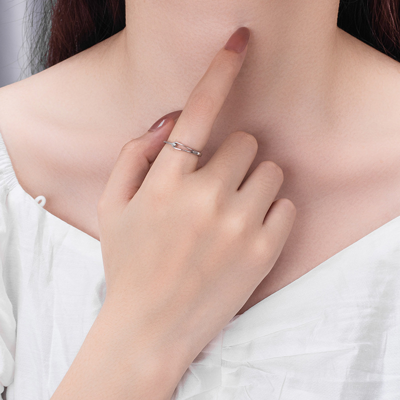 Anillo de lágrima de Lubert plata esterlina 925 anillo llano femenino diseño de nicho autodisciplina anillo ajustable de lujo ligero de alto sentido