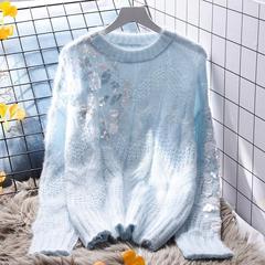 2025年秋季流行的衣服女蓝色麻花小香风慵懒风毛衣外套女针织衫女