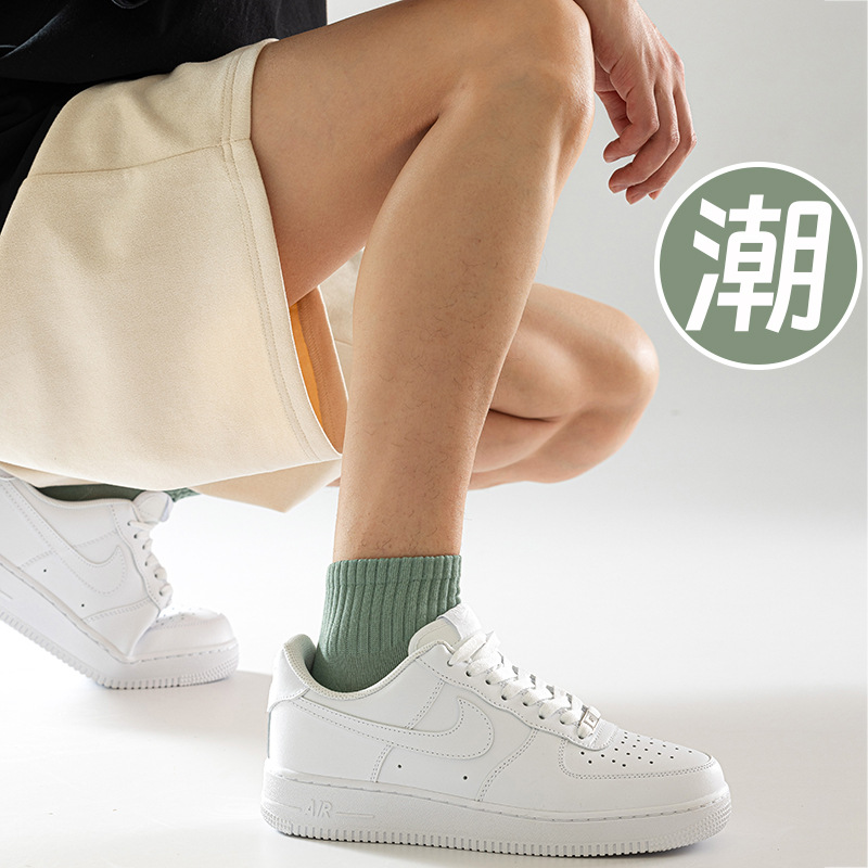 Calcetines de algodón de color sólido, calcetines de algodón anti-balling para hombres, embalaje independiente sin costuras óseas, calcetines deportivos transpirables y absorbentes de sudor