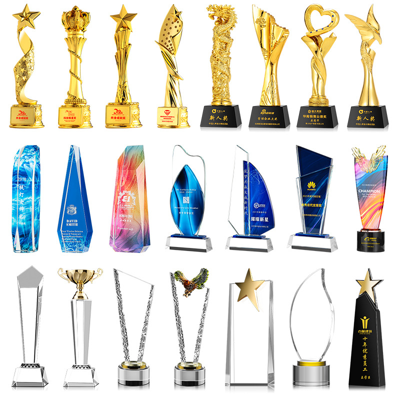 Trofeo de Cristal con Grabado e Impresión a Color, Estrella de Cinco Puntas con Pulgar Hacia Arriba, Medalla Conmemorativa para Empleados de Empresa y Estudiantes, Venta Directa de Fábrica