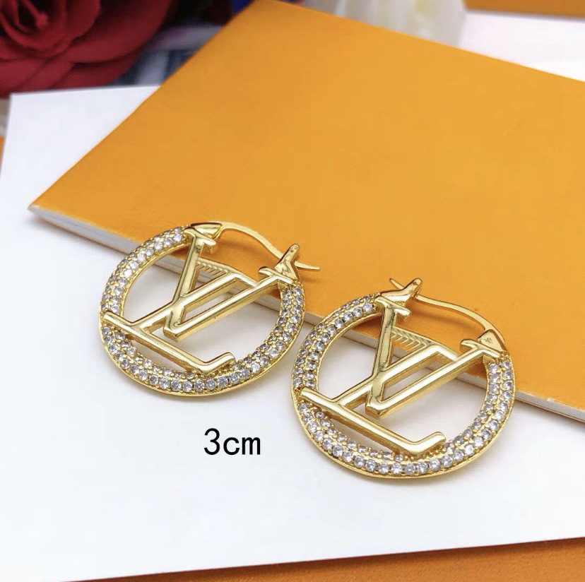 Louis Vuitton Louise By Night Hoop Earrings Metal Strass Gold