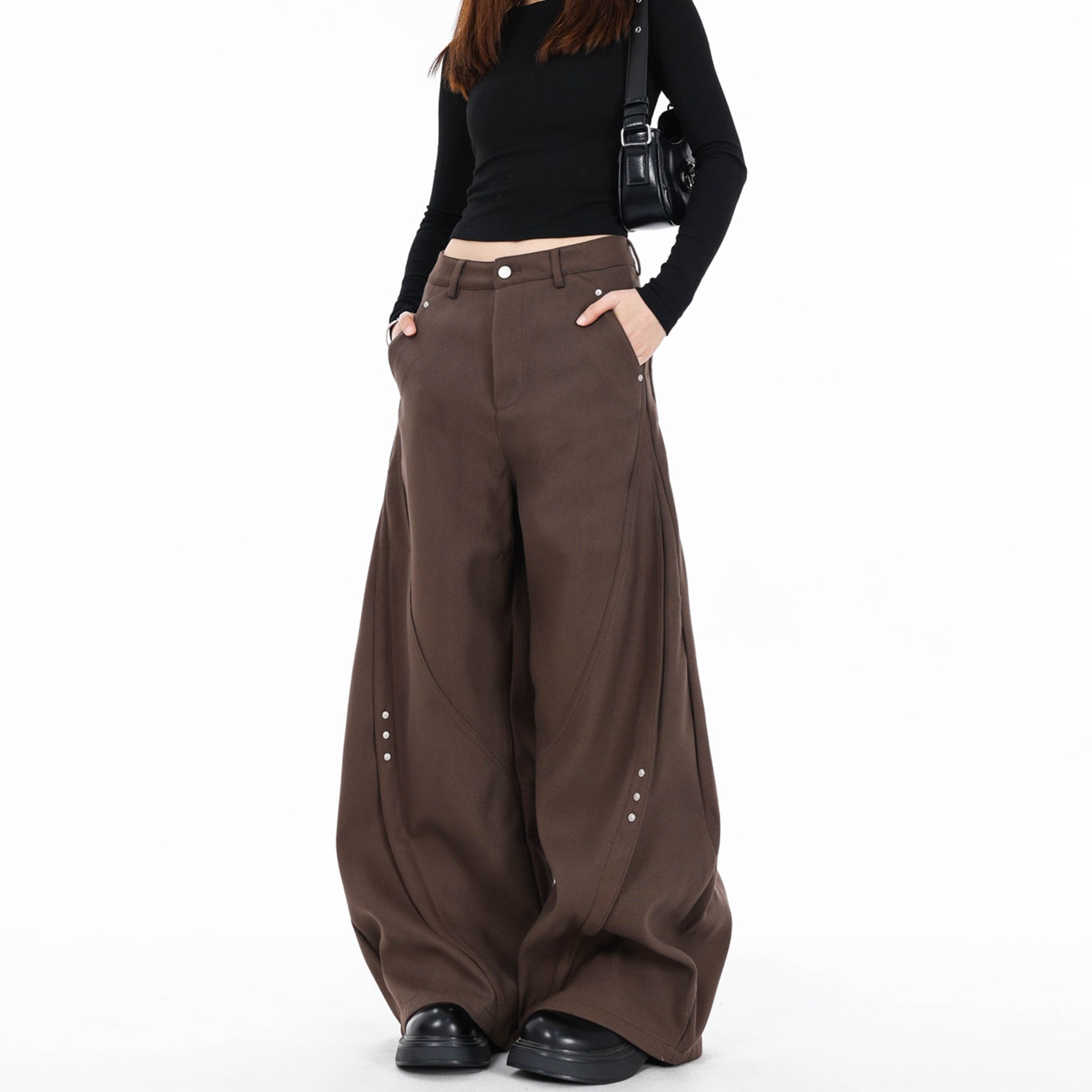 아메리칸 스타일 레트로 마체 테 세트 바지 틈새 디자인 하이 엔드 센스 디프 센스 남성 및 여성 루즈 클렌핏 와이드 레그 캐주얼