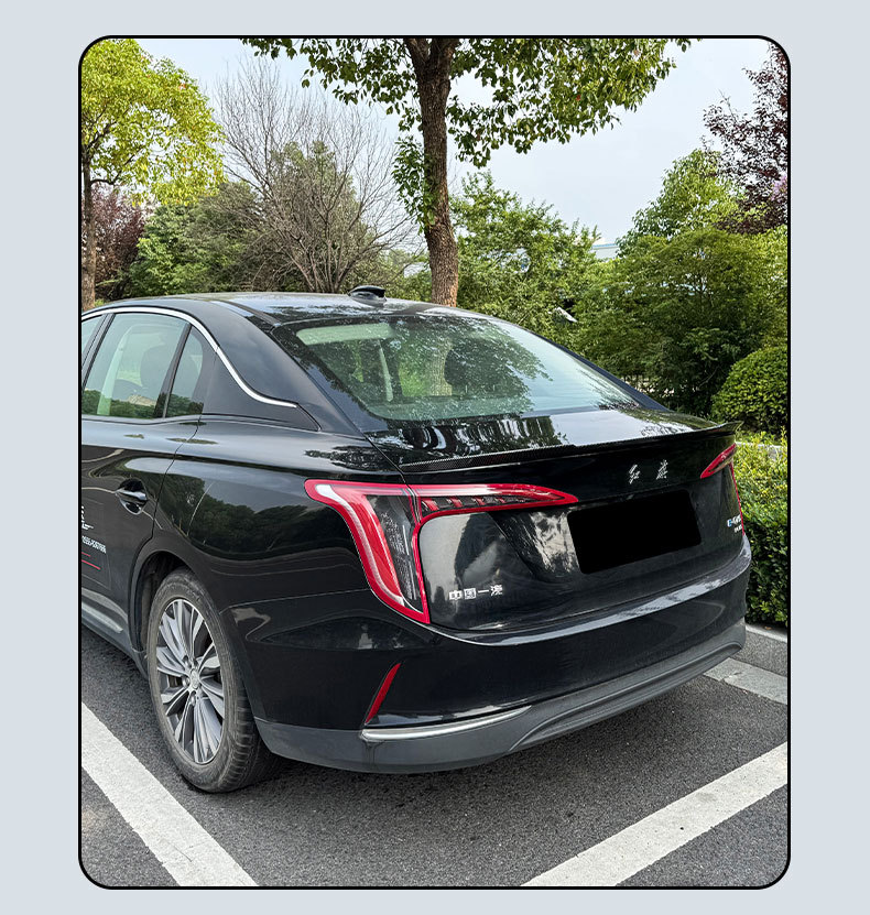 Suitable for Hongqi E-Qm5 Car Rear Wing Blade Sports Carbon Fiber Pattern Punch-Free Compliant New Fixed Wing