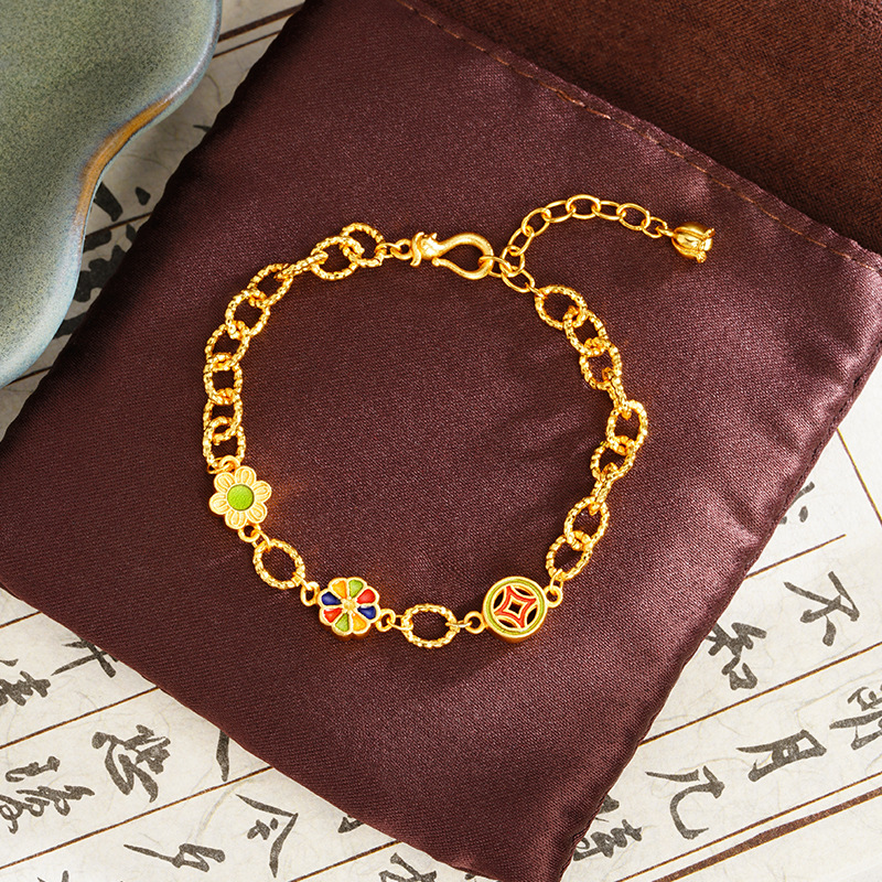 Nuevo estilo chino vietnamita estilo nacional retrógrado de arena flor de morera pulsera lujosa no se desvanece joyas de mujer