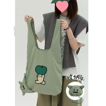 2025新款牛油果绿可爱便携单肩手提拎轻薄购物布包袋折叠A89