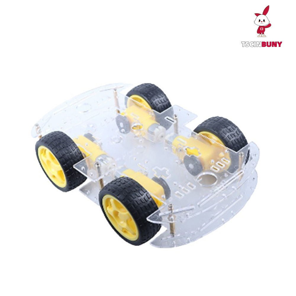 四驱智能小车套件透明亚克力小车底盘机器人底盘麦克纳姆轮套件
