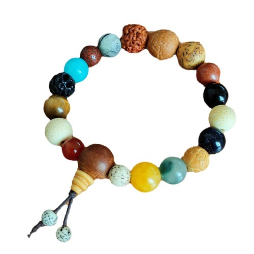 Eighteen-seed multi-treasure Buddha beads Bodhi bracelet, year of birth, hand-beaded 18-seed bracelet, temple scenic spot souvenir