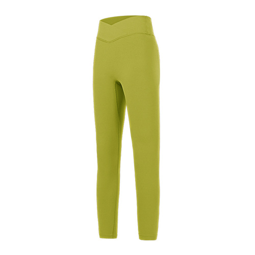 Lycra yoga pants women's tight-fitting butt-lifting outer wear training quick-drying running cross-over high-waist bottoming sports fitness trousers