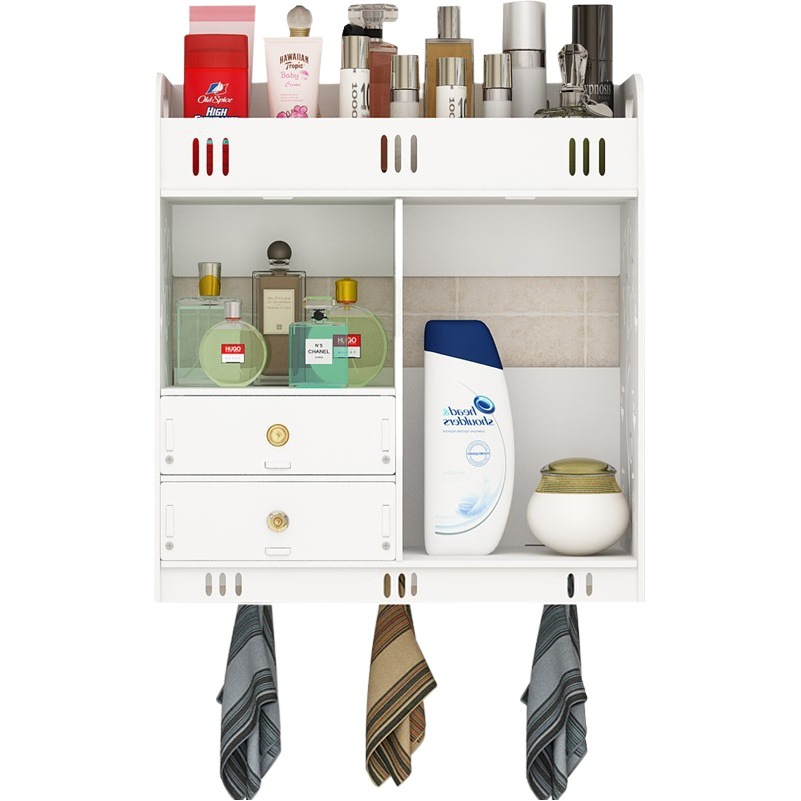 Estante de almacenamiento para productos para el cuidado de la piel sin perforación montado en la pared del baño Estante de almacenamiento de múltiples capas tipo cajón del baño Estante de almacenamiento de gran capacidad