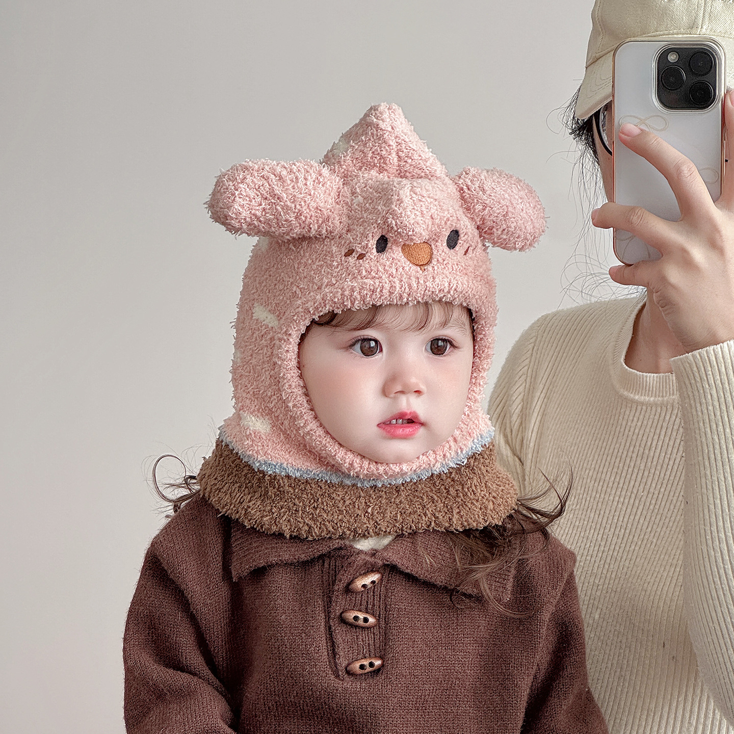 Gorro pasamontañas con bufanda para bebé térmico con protección para orejas para invierno