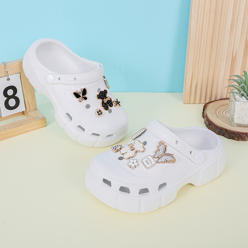 Detachable shoe flower shoe buckle accessory 2024 new hole shoe decoration DIY plaid little bear set