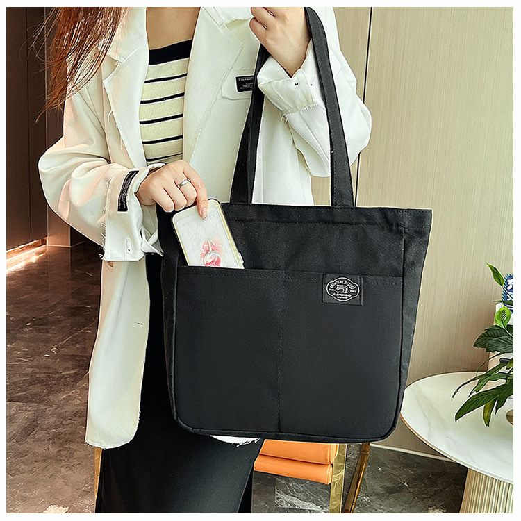 Title 7, Borsa a mano in tela stile preppy da donna, tin...