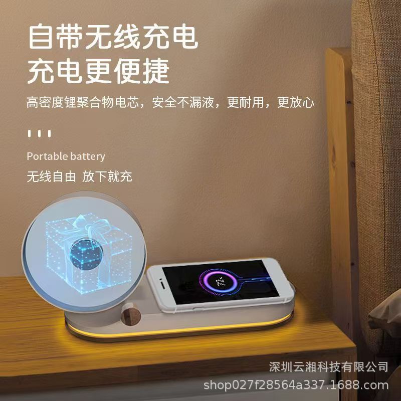 벌거 벗은 눈 3D 홀로그램 광고 기계 프로젝터 LED 램프 비드 회전 데스크탑 디스플레이 휴대 전화 무선 충전