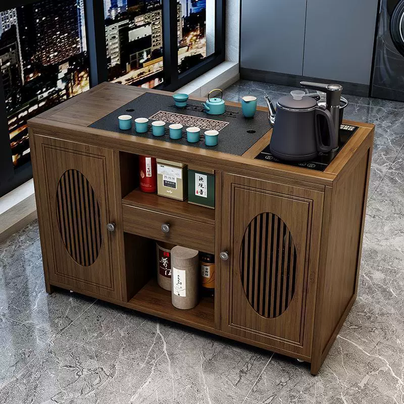 Мобильный чайный столик, маленькая чайная тумбочка, бытовой чайный шкаф, небольшой чайный столик, балконный набор для чаепития кунг-фу, приставной шкафчик с интегрированным чайником