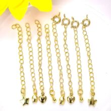 14k包金弹簧扣延长链 DIY饰品调节链尾链 爱心水滴小吊坠饰品配件