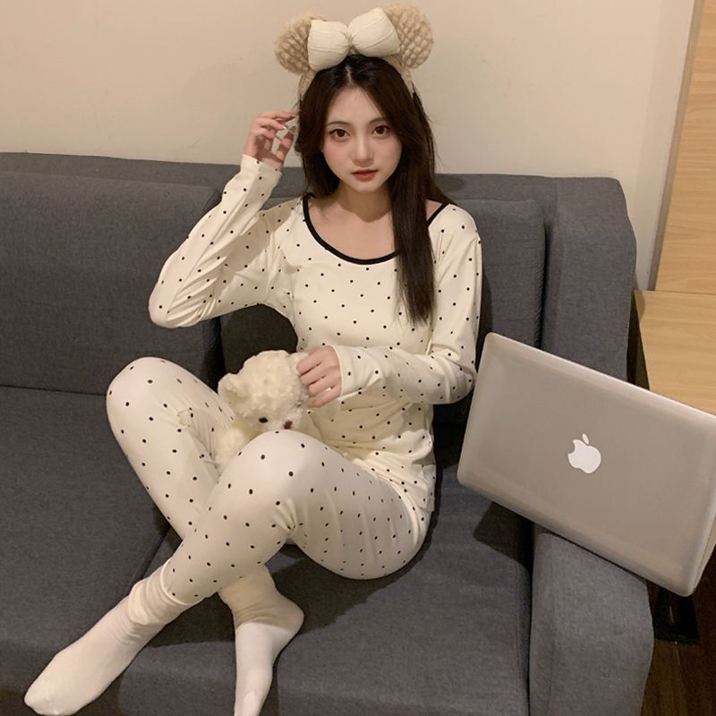 Autumn and Winter Thermal Underwear for Women, Heated Constant Temperature Thermal Tops and Pants Set, Low-Neck Sexy Winter Premium