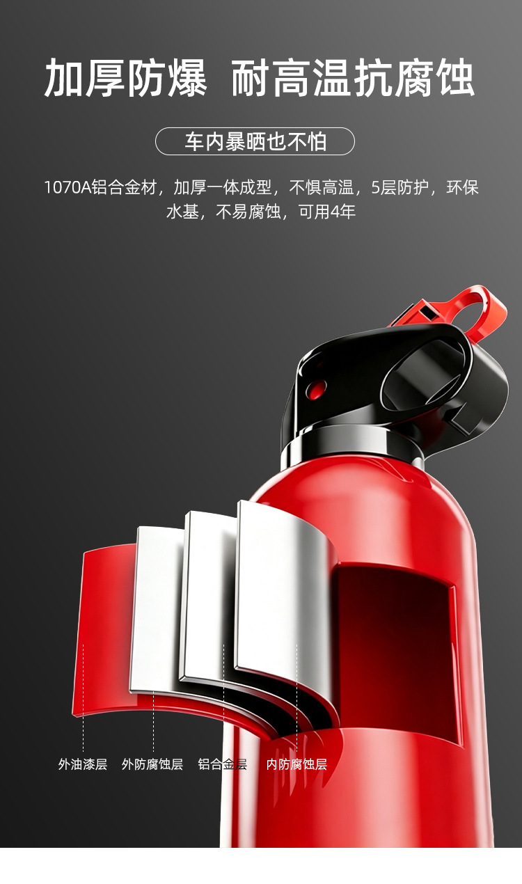 Vehicle-mounted water-based fire extinguisher, car annual inspection, home use, explosion-proof, high-temperature resistant, portable fire-fighting equipment