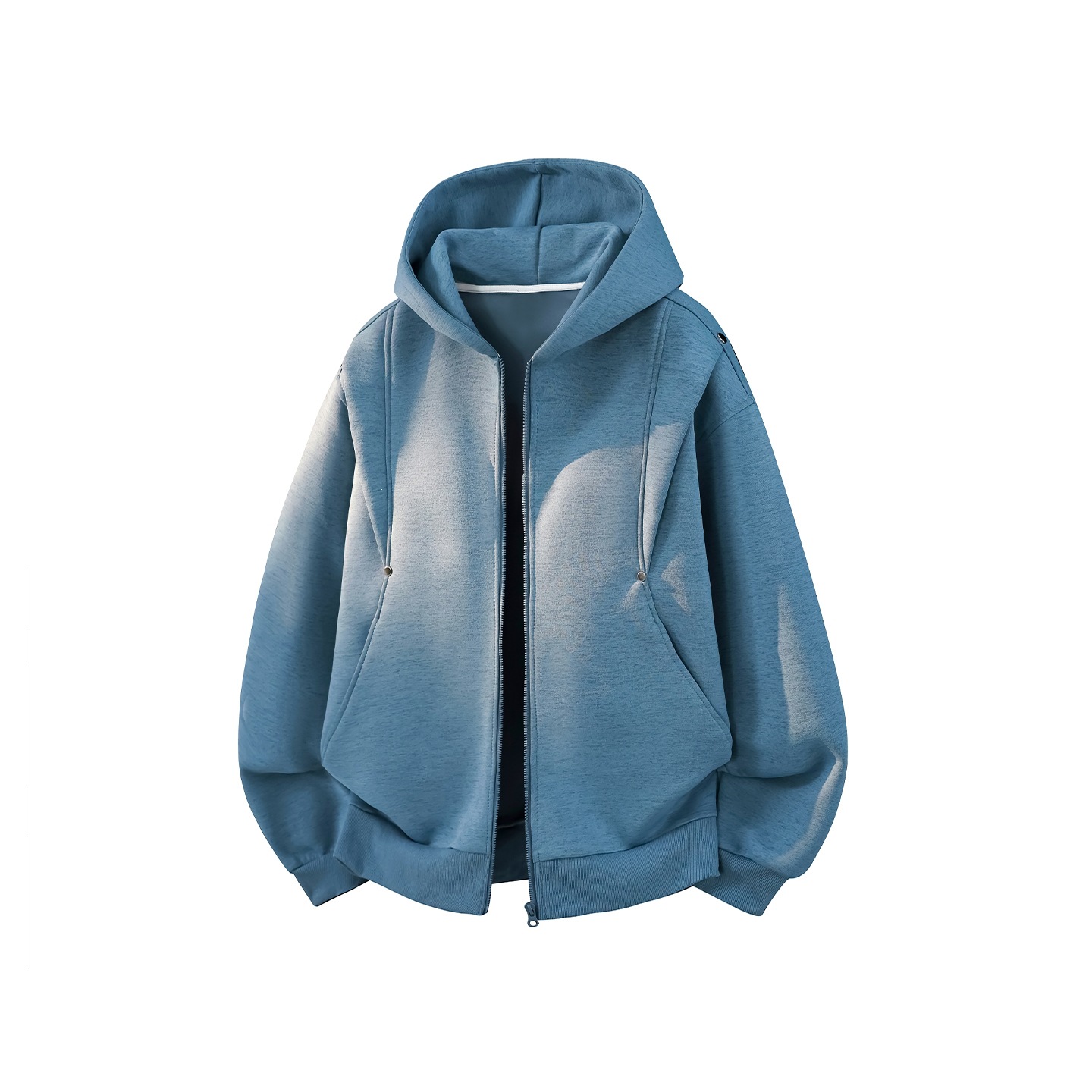 American-style heavy-duty deconstructed hooded jacket for men, spring trendy design, patchwork sweatshirt, stylish couple's hoodie