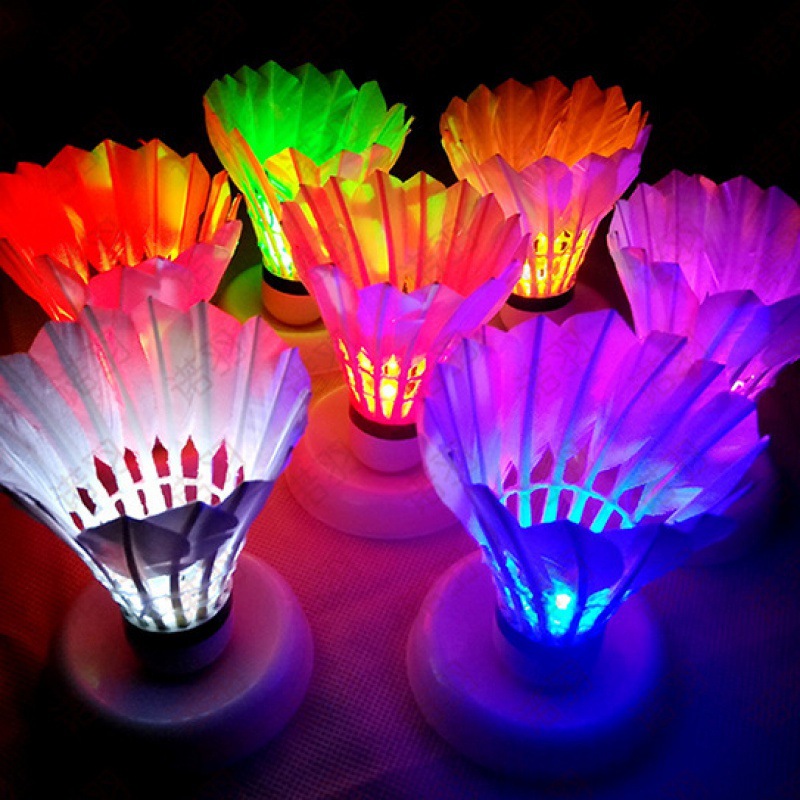 Glow-in-the-dark Badminton LED Switch Colorful Light Durable King to Play at Night Outdoor Goose Fur Ball Luminous Multi-color Light