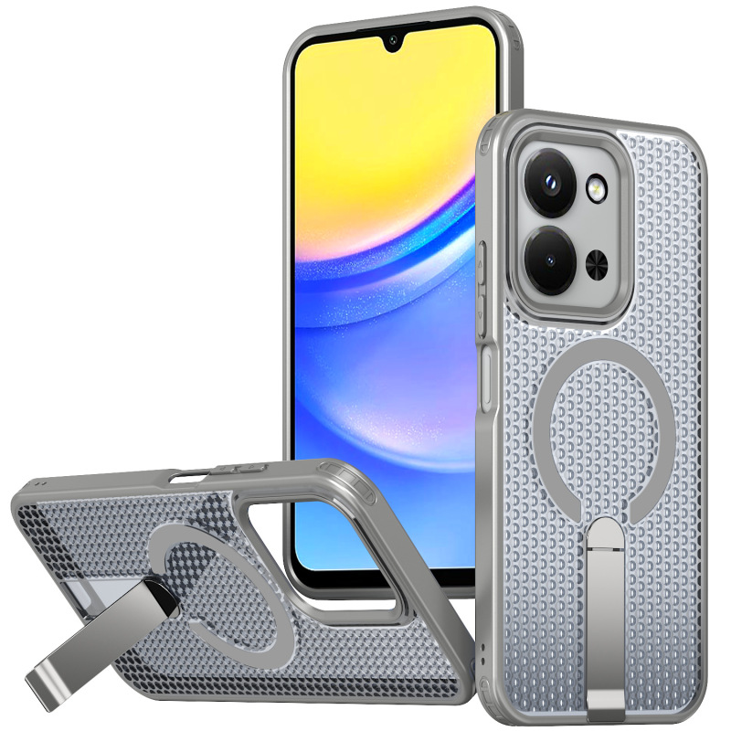 适用红米15C手机壳A50logo蜂窝散热K80磁吸竖向支架13手机保护套|undefined