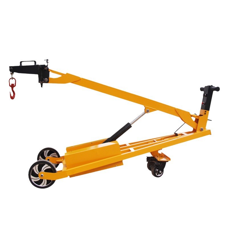 Vehículo elevadora hidráulico móvil plegable de carga y descarga tipo empuje manual de camión de barril de aceite multifuncional de brazo de elevación ligero de transporte eléctrico