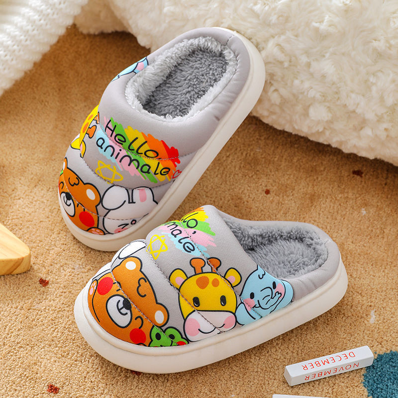 Children's Cotton Slippers for Autumn and Winter, Boys' Thick-Soled Slippers with a Stepping-On-Clouds Feel, Warm Home Slippers for Boys and Girls, Suitable for Older Children