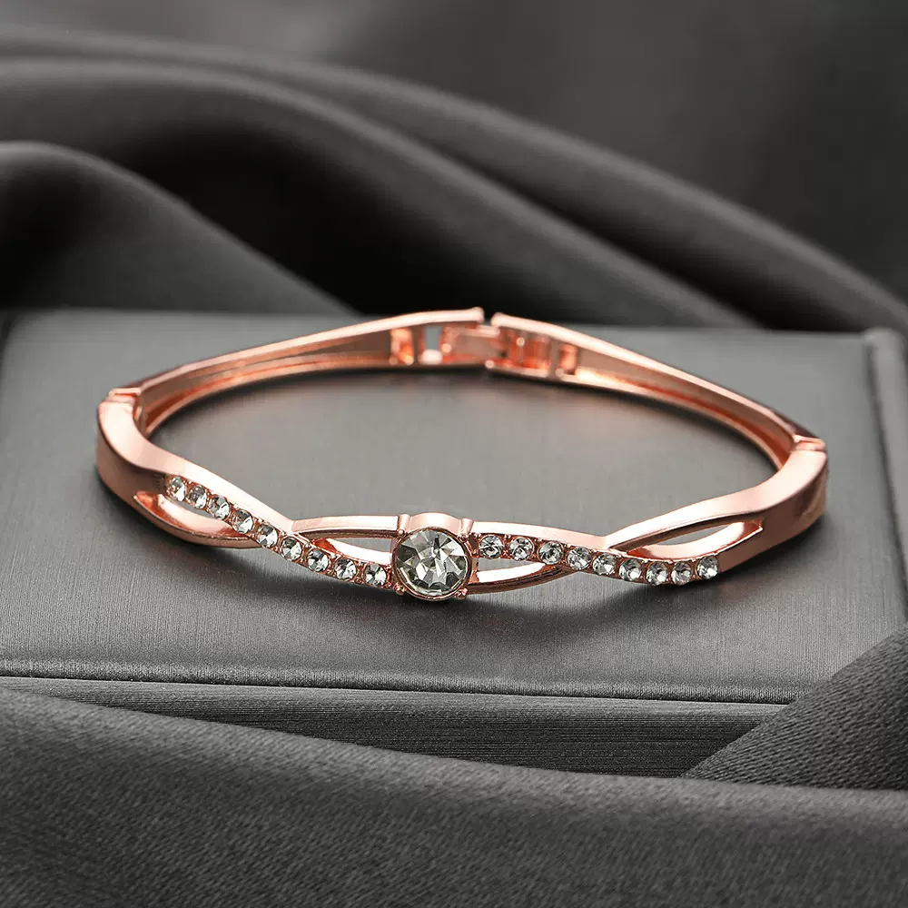 新款韩版玫瑰金钛钢手镯女不掉色ins个性冷淡风小众设计时尚手环