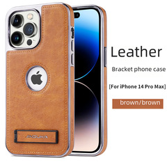 適用蘋果14手機殼支架電鍍ip皮質13promax金屬高級感iPhone12防摔