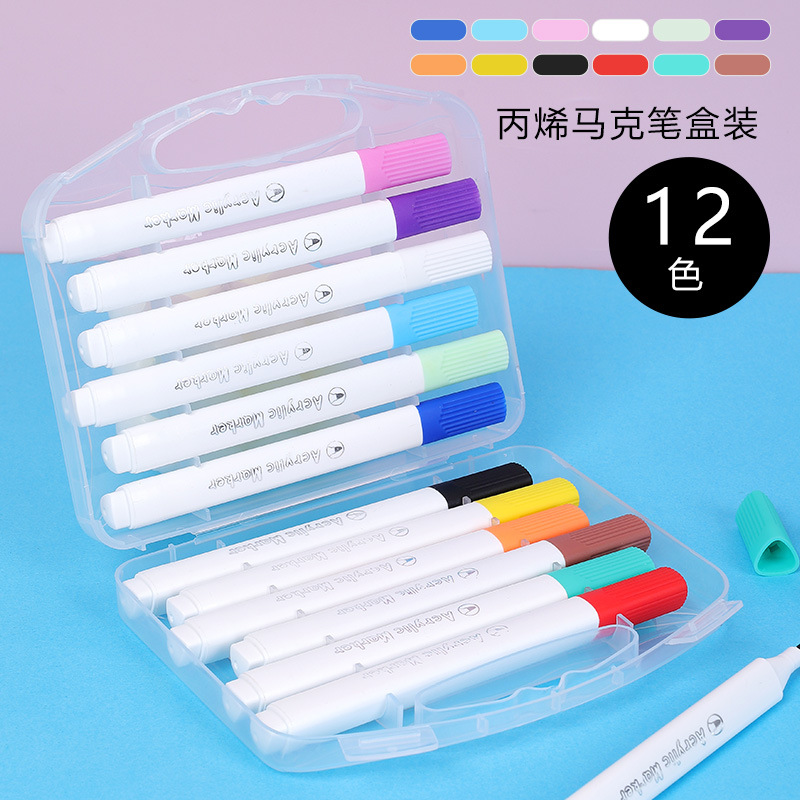 Rotulador acrílico en caja portátil creativo 36 colores para niños, papel impermeable, color apilable, pintura decorativa de graffiti