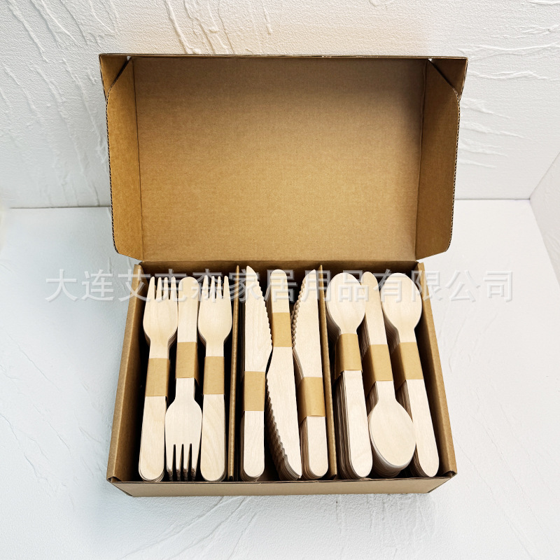 Hot-Selling Biodegradable Wooden Disposable Knife/Fork/Spoon Cutlery for Restaurants, Parties, and Camping