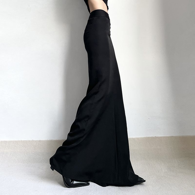 gagaopt设计感小众高腰显瘦包臀半身裙简约黑色仙女长款直筒裙春