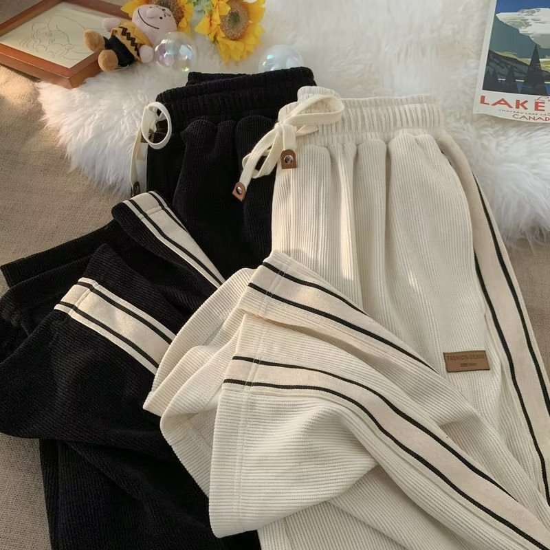 秋冬季加绒卫裤灯芯绒裤子男士潮流运动长裤直筒宽松休闲外贸跨境|undefined