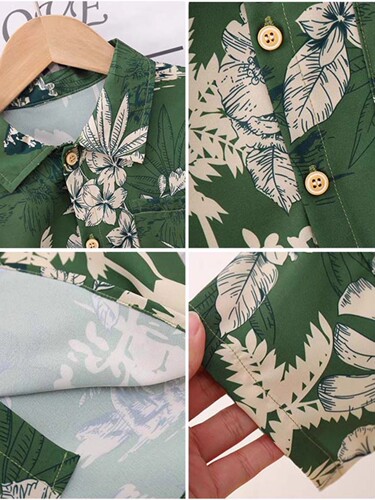 Boys' Short-Sleeve Floral Shirt Beach Vacation Style Summer Thin Baby Boys' Children's Short-Sleeve Jacket Trendy