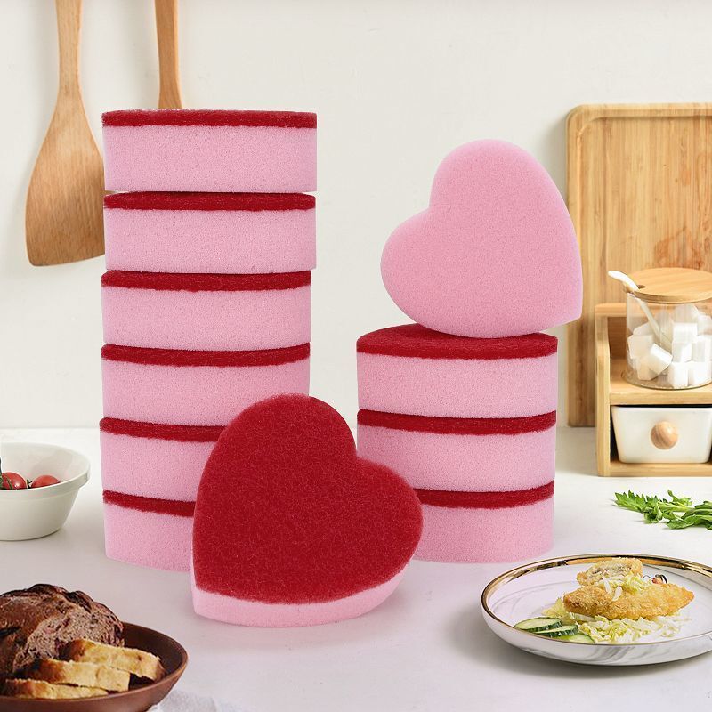 Korean-Style Cute Wine Red Heart-Shaped Sponge Dishcloth, High-End Dishwashing Towel, Absorbent Pot Scrubber for Kitchen Cleaning Korean-Style Cute Wine Red Heart-Shaped Sponge Dishcloth, High-End Dishwashing Towel, Absorbent Pot Scrubber for Kitchen Cleaning