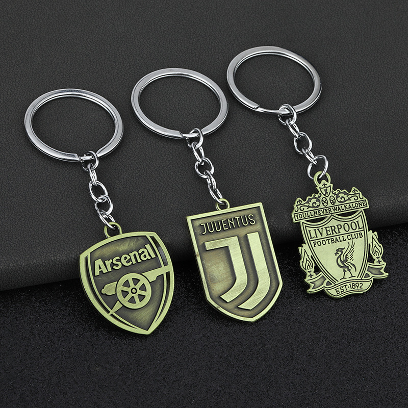 Football key chain Real Madrid AC Milan Atletico Madrid Chelsea Liverpool Inter Milan bronze pendant gifts foreign trade hot