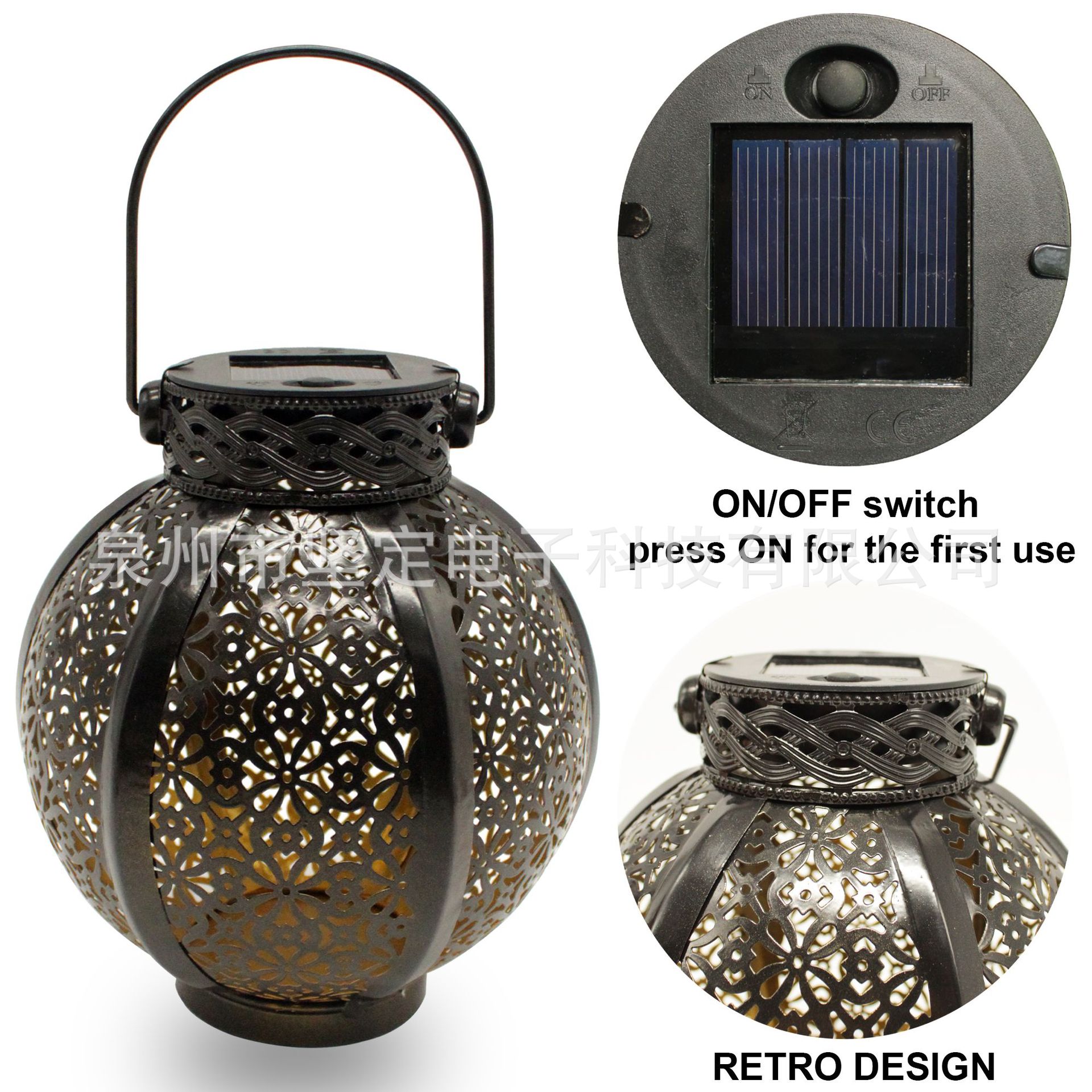 Amazon transfronteriza llevó la lámpara del árbol linterna solar al aire libre patio paisaje lámpara decoración hueco de hierro lámpara colgante