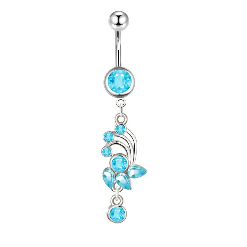 14G Navel Ring Blue Glow Star Dangle Belly Button Piercing Jewelry Stainless Steel detail image 5