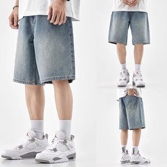美式牛仔短裤男夏季2025新款宽松休闲中裤潮牌痞帅炸街工装五分裤