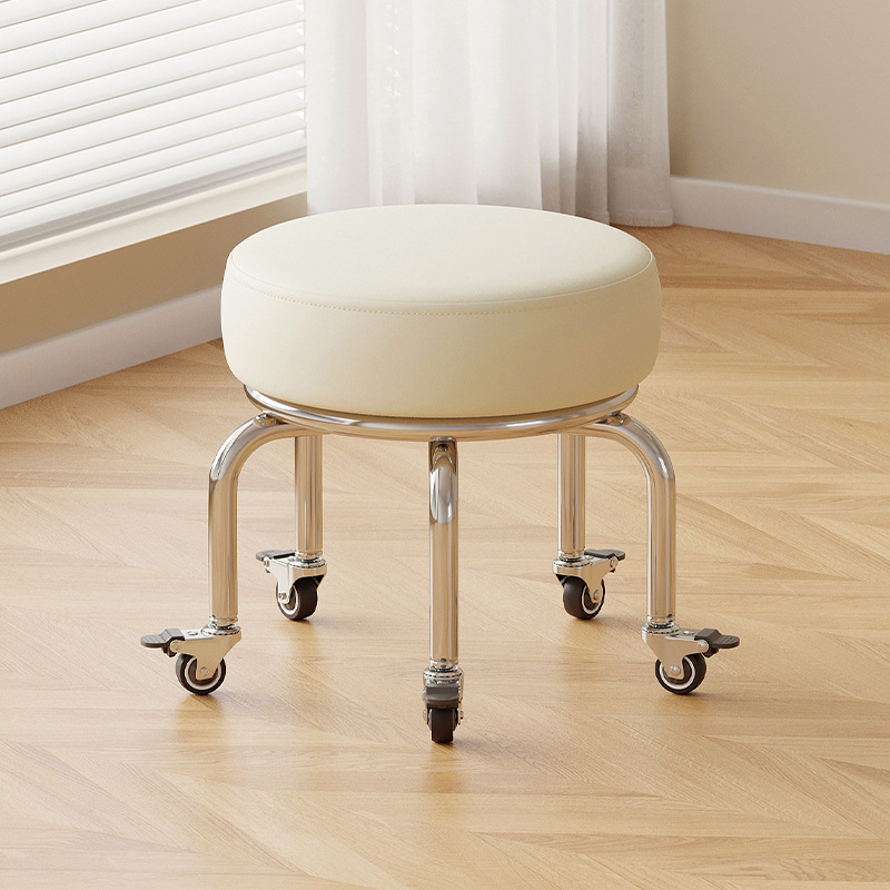 Polia doméstica taburete bajo rueda universal pequeño taburete silencioso rotativo taburete redondo móvil con artefacto moderno y simple