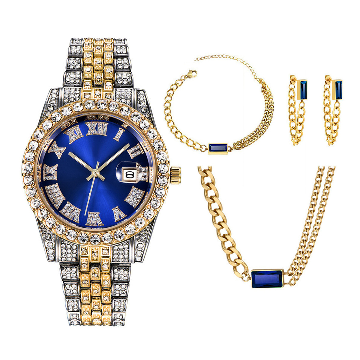 Nuovo set di orologi da donna Set di unghie con bracciale, collana e orologio da donna alla moda e versatile_voghion.com