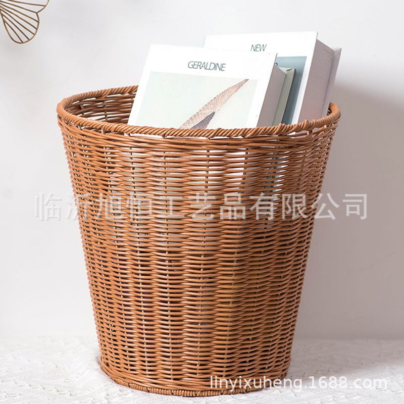 Cesta de almacenamiento de ropa de caña de plástico cubo de basura de cocina doméstica sin tapa cesta de basura redonda cesta de suministros de hotel