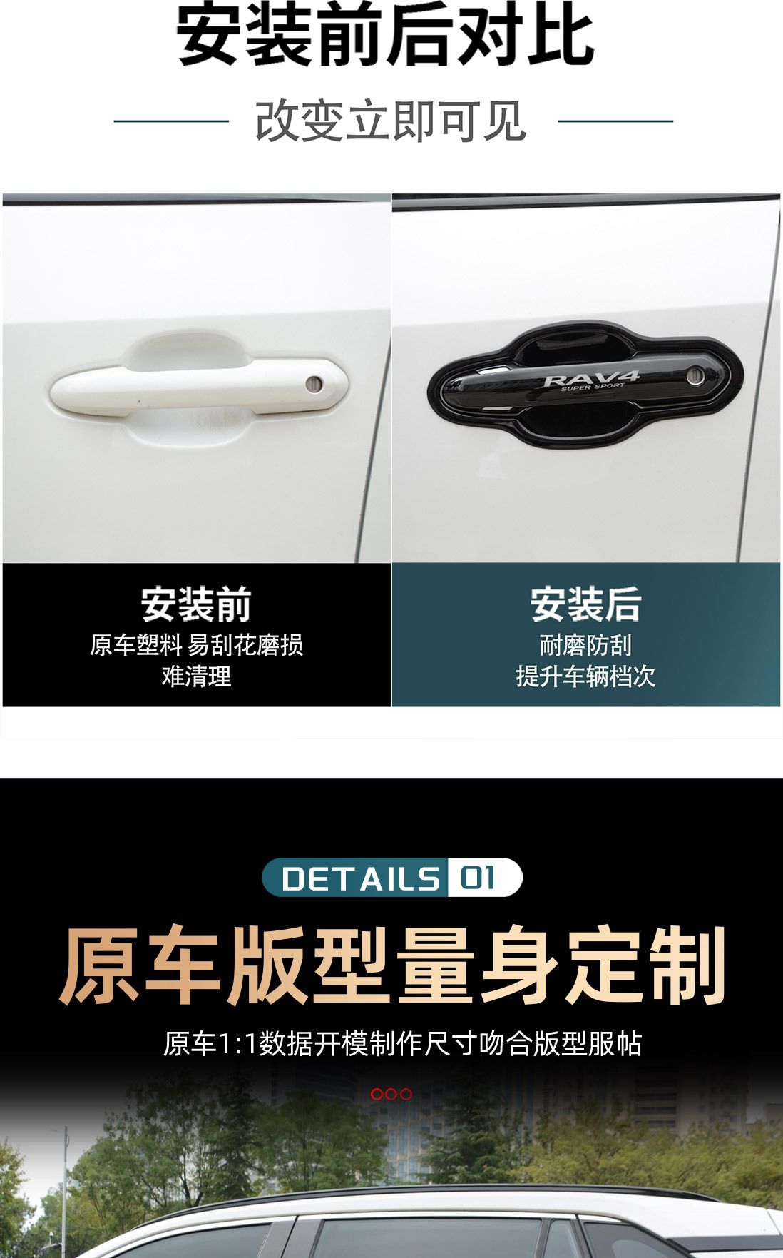 20-25 New Rav4 Rongfang Door Handle Decorative Stickers Wilanda Modified Door Handle Anti-Scratch Protective Cover