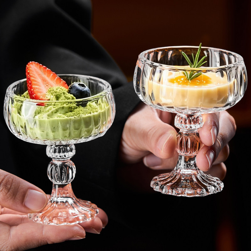 Stylish mini ice cream cup for home use, exquisite tall glass cup, creative one-shot cup, light luxury ice cream dessert cup Stylish mini ice cream cup for home use, exquisite tall glass cup, creative one-shot cup, light luxury ice cream dessert cup