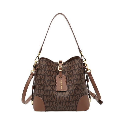 Women's large-capacity bucket bag, retro, medieval, fashionable, versatile one-shoulder crossbody bag, women's presbyopic bucket bag
