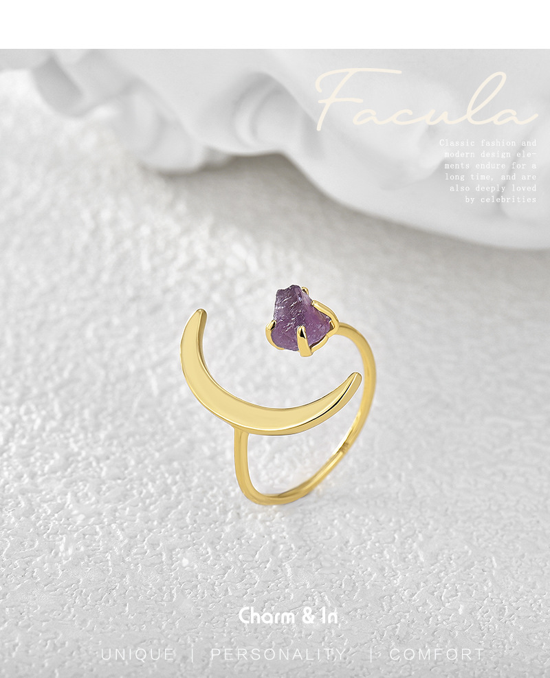 10g Weight Fashion Moon Copper Ring, Ring Jewelry Moon Plating Artificial Gemstones Copper Rings