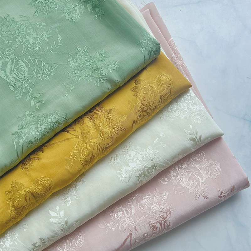 Темная жаккардовая ткань Hanfu 120D Глянцевая драпировка светлый чай темно-зеленый Чонсам рубашка с большими рукавами вискозная ткань