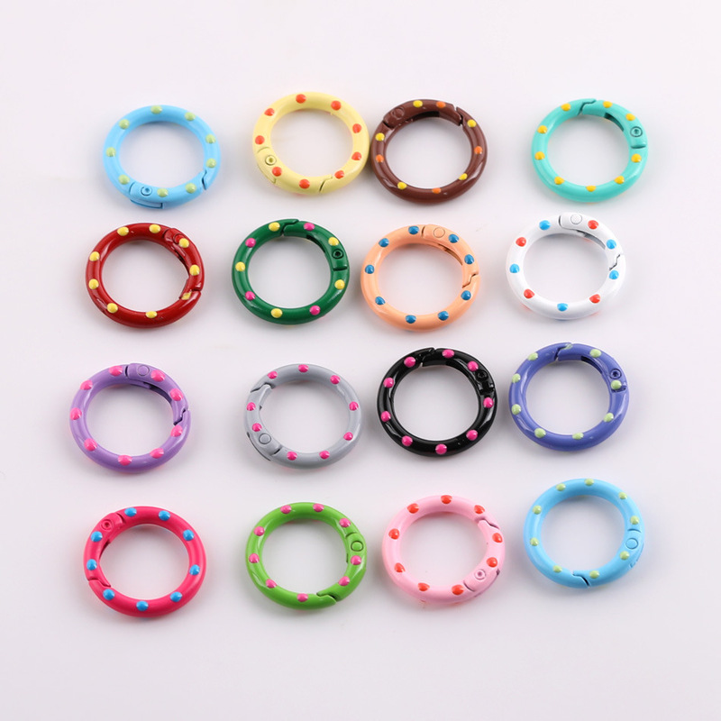 Color paint hand-painted wave dot spring buckle diy handmade homemade doll luggage hanging buckle jewelry material accessories
