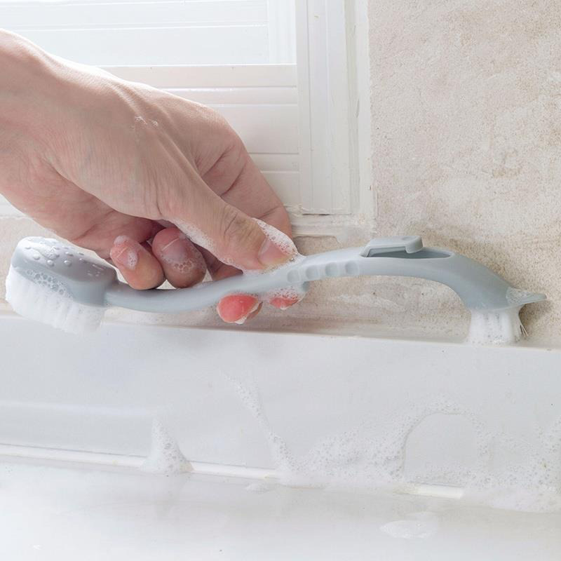 両頭長柄プラスチック製靴磨きブラシ、靴紐・靴底の清掃用ブラシ、衛生ツール、家庭用汚れ落としツール